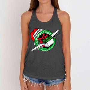 Operation Christmas Child Funny Holiday Presents Women's Knotted Racerback Tank