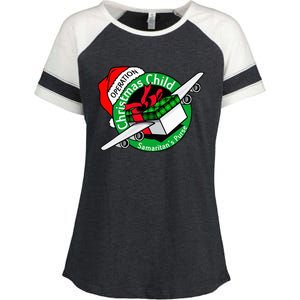 Operation Christmas Child Funny Holiday Presents Enza Ladies Jersey Colorblock Tee