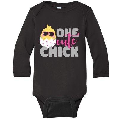 One Cute Chick Funny Baby Long Sleeve Bodysuit