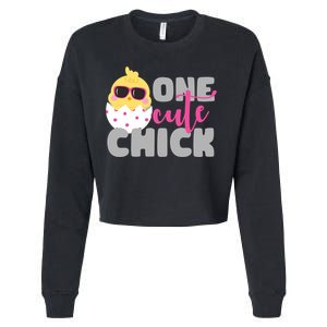 One Cute Chick Funny Cropped Pullover Crew