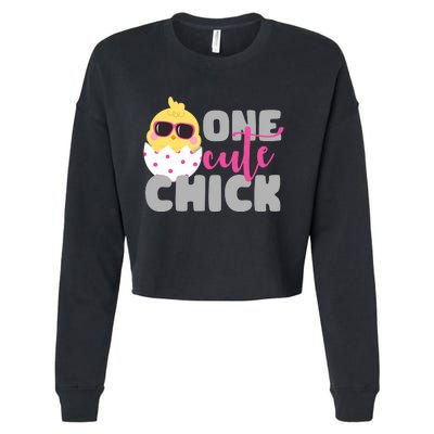 One Cute Chick Funny Cropped Pullover Crew