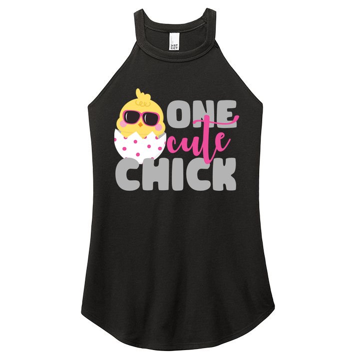 One Cute Chick Funny Women's Perfect Tri Rocker Tank