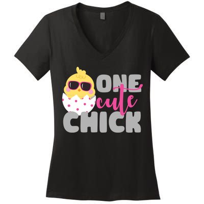 One Cute Chick Funny Women's V-Neck T-Shirt