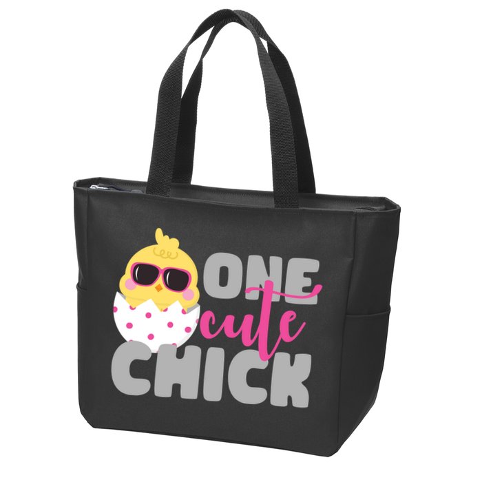 One Cute Chick Funny Zip Tote Bag