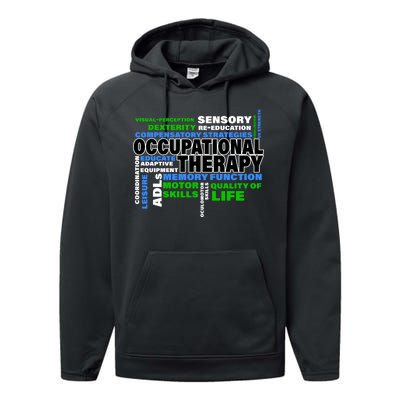 Occupational Therapy Word Cloud Performance Fleece Hoodie