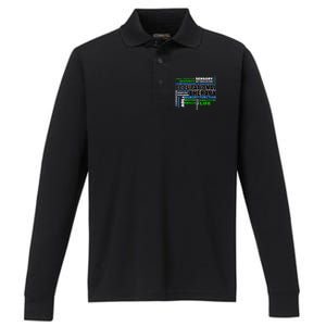 Occupational Therapy Word Cloud Performance Long Sleeve Polo