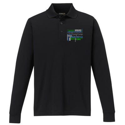 Occupational Therapy Word Cloud Performance Long Sleeve Polo