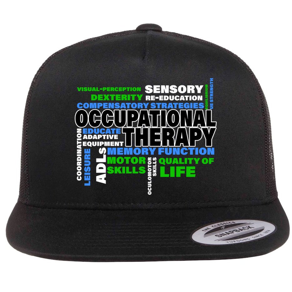 Occupational Therapy Word Cloud Flat Bill Trucker Hat
