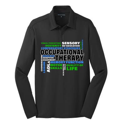 Occupational Therapy Word Cloud Silk Touch Performance Long Sleeve Polo