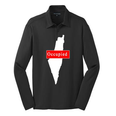 Occupied Palestine Free Gaza Anti Israel Silk Touch Performance Long Sleeve Polo