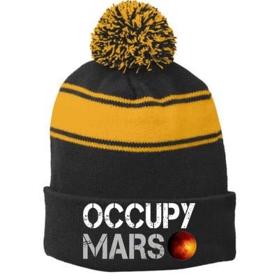 Occupy Mars Stripe Pom Pom Beanie