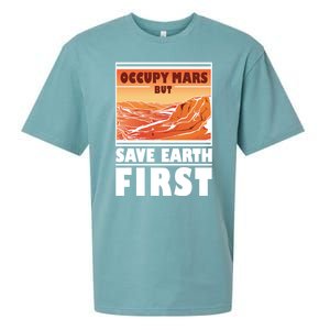 Occupy Mars But Save Earth First Sueded Cloud Jersey T-Shirt