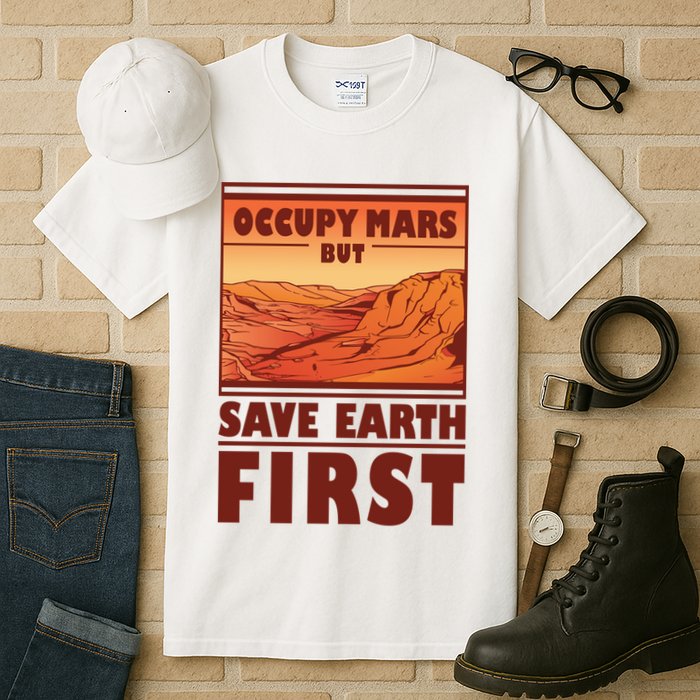Occupy Mars But Save Earth First Tall T-Shirt