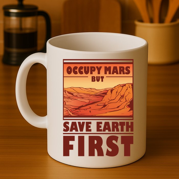 Occupy Mars But Save Earth First Mug