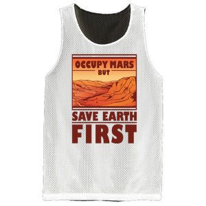 Occupy Mars But Save Earth First Mesh Reversible Basketball Jersey Tank