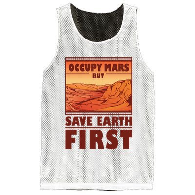 Occupy Mars But Save Earth First Mesh Reversible Basketball Jersey Tank