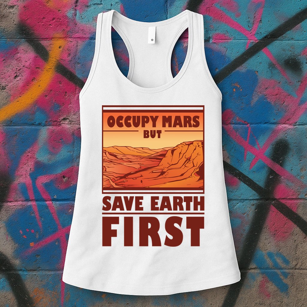 Occupy Mars But Save Earth First Womens Tank Top