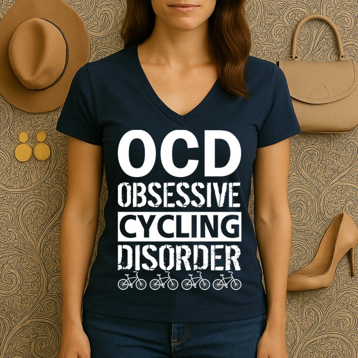 OCD Obsessive Cycling Disorder Women's V-Neck T-Shirt