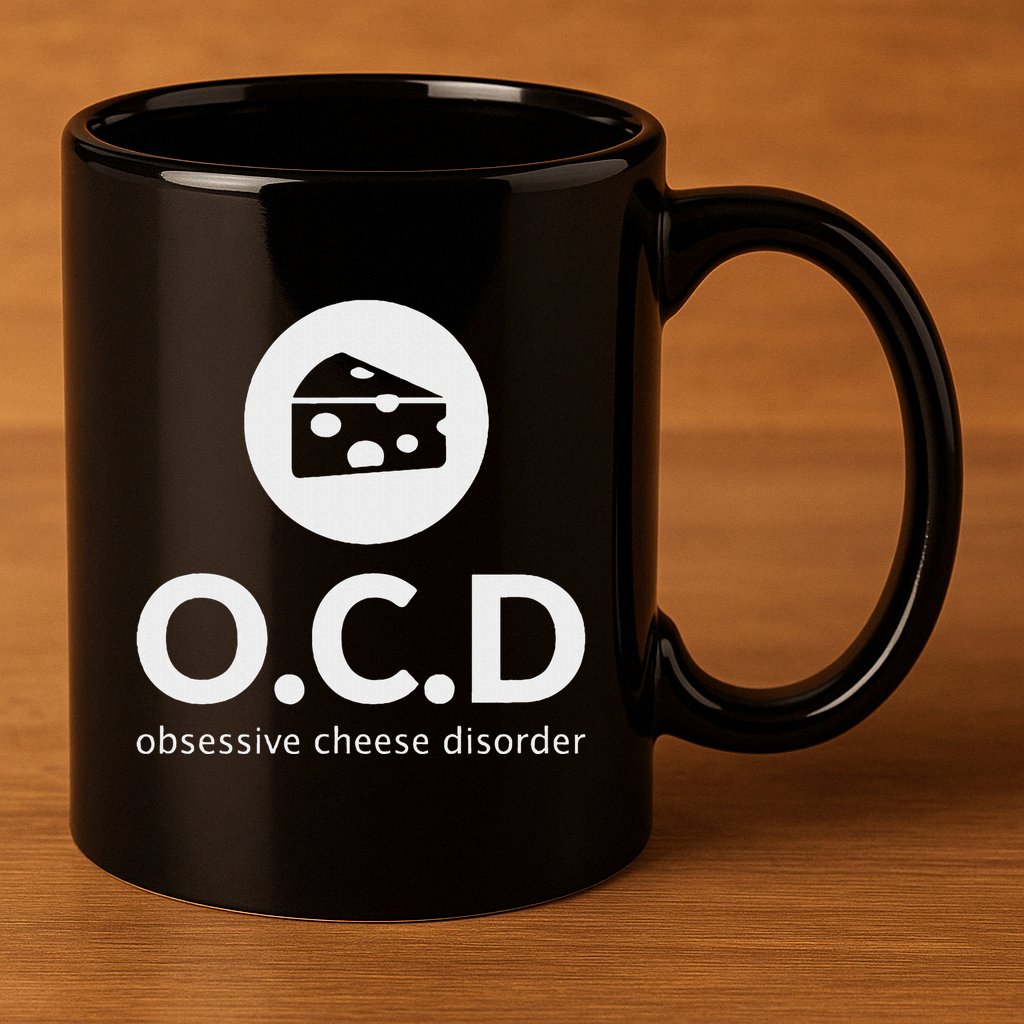 Obsessive Cheese Disorder Funny Cheese Lover Gift 11oz C Handle Ceramic Mug