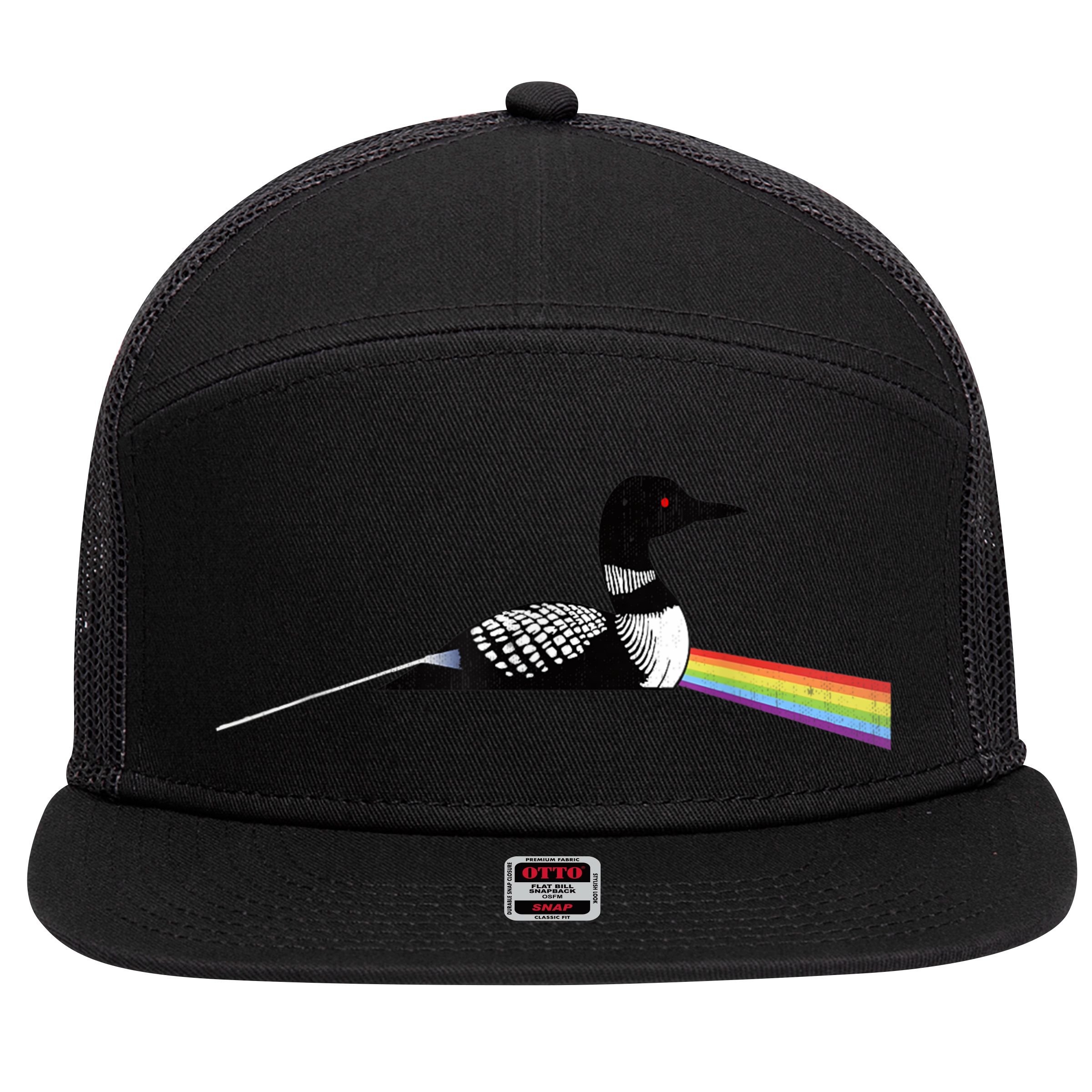 Original Classic Dark Side Of The Loon Bird Watching 7 Panel Mesh Trucker Snapback Hat