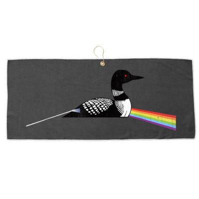 Original Classic Dark Side Of The Loon Bird Watching Large Microfiber Waffle Golf Towel