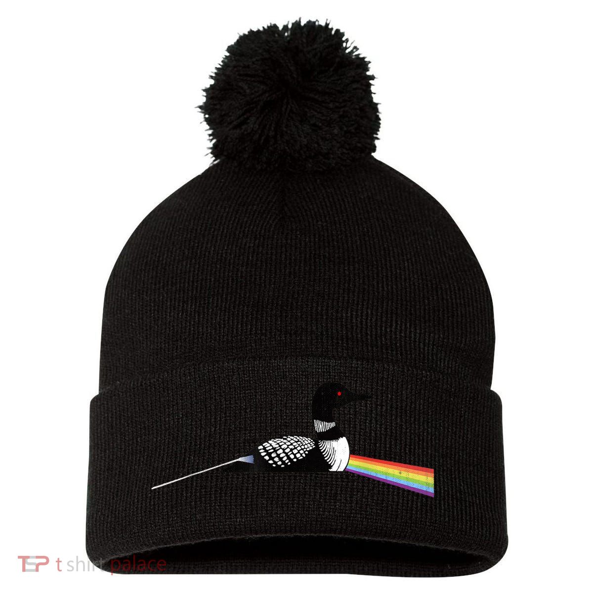 Original Classic Dark Side Of The Loon Bird Watching Pom Pom 12in Knit Beanie