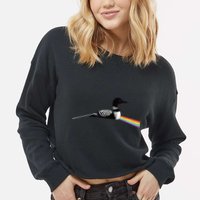 Original Classic Dark Side Of The Loon Bird Watching Cropped Pullover Crew