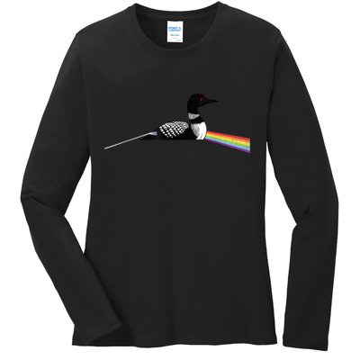 Original Classic Dark Side Of The Loon Bird Watching Ladies Long Sleeve Shirt