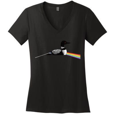 Original Classic Dark Side Of The Loon Bird Watching Women's V-Neck T-Shirt