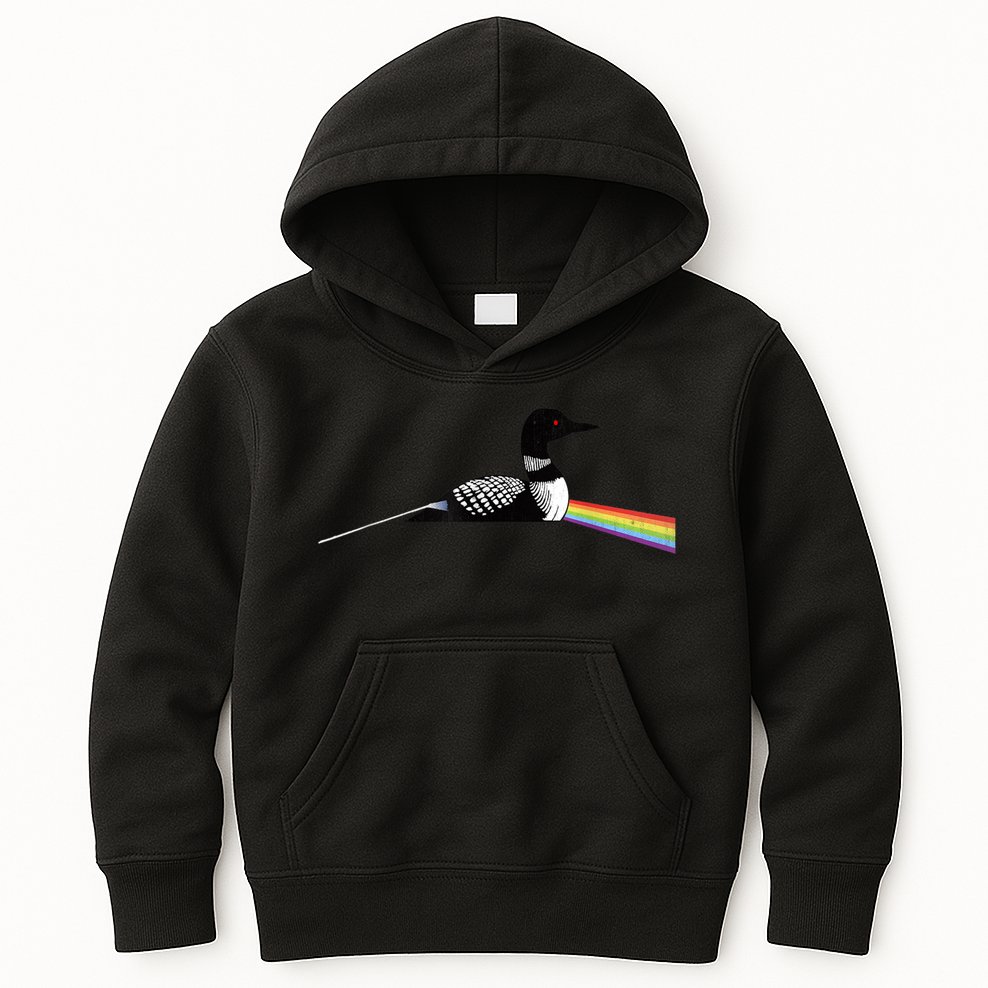 Original Classic Dark Side Of The Loon Bird Watching Kids Hoodie