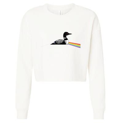 Original Classic Dark Side Of The Loon Bird Watching Cropped Pullover Crew
