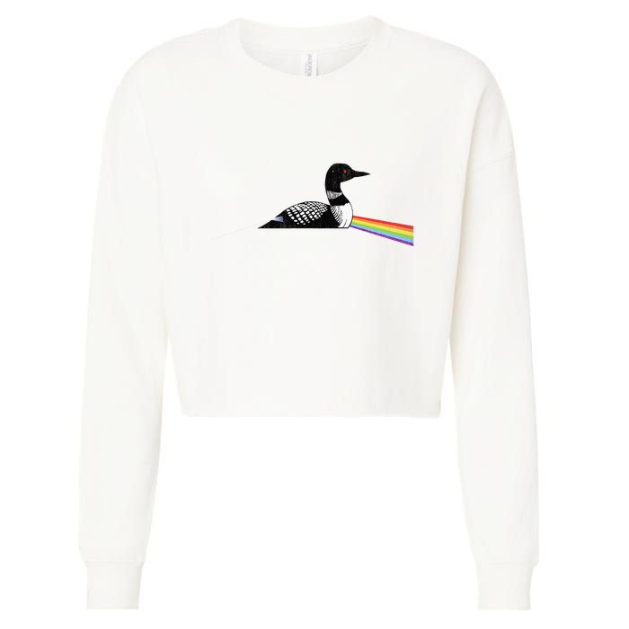 Original Classic Dark Side Of The Loon Bird Watching Cropped Pullover Crew