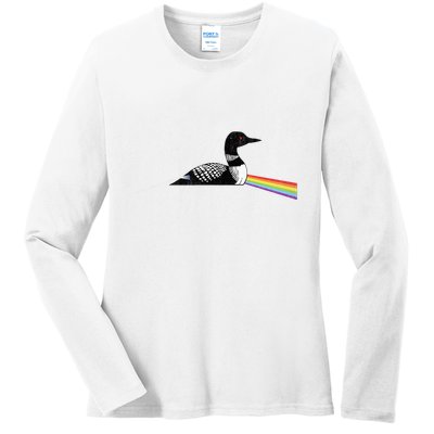 Original Classic Dark Side Of The Loon Bird Watching Ladies Long Sleeve Shirt
