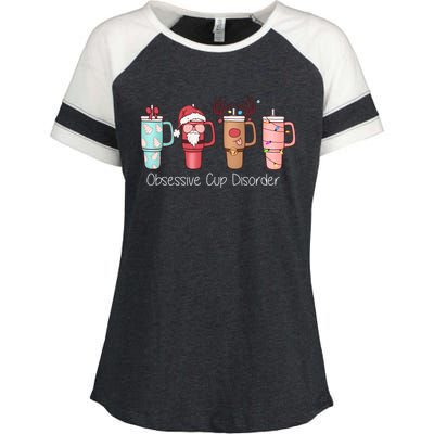 Obsessive Cup Disorder Cute Christmas Funny Enza Ladies Jersey Colorblock Tee