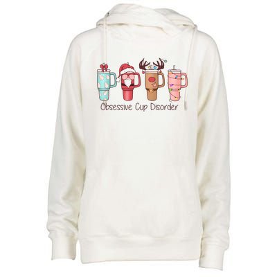 Obsessive Cup Disorder Cute Christmas Funny Womens Funnel Neck Pullover Hood