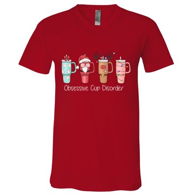 Obsessive Cup Disorder Cute Christmas Funny V-Neck T-Shirt