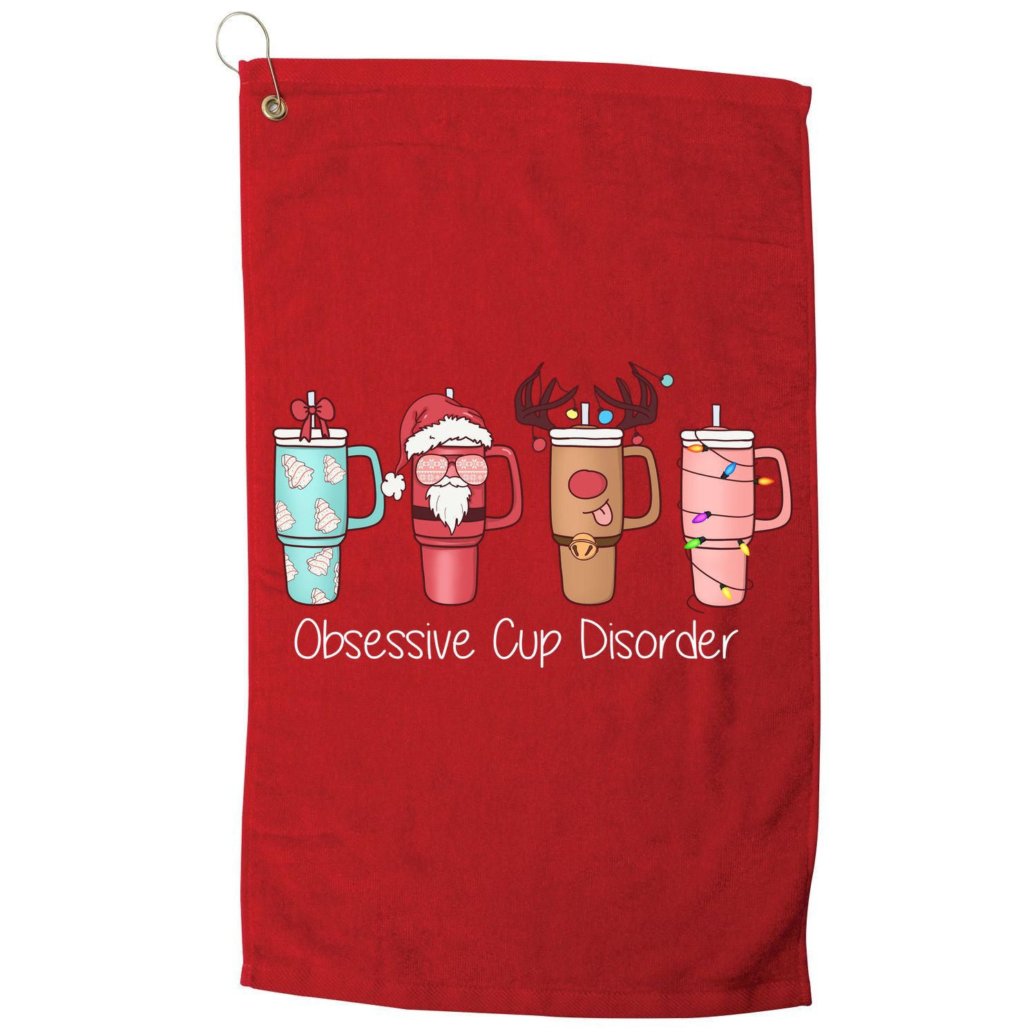 Obsessive Cup Disorder Cute Christmas Funny Golf Towel