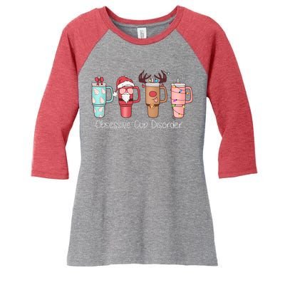 Obsessive Cup Disorder Cute Christmas Funny Women's Tri-Blend 3/4-Sleeve Raglan Shirt