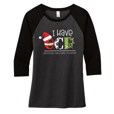 Obsessive Cup Disorder Christmas Ocd Women's Tri-Blend 3/4-Sleeve Raglan Shirt