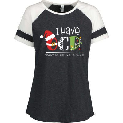 Obsessive Cup Disorder Christmas Ocd Enza Ladies Jersey Colorblock Tee