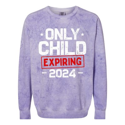 Only Child Expiring 2024 For New Big Brother Or Sister Colorblast Crewneck Sweatshirt