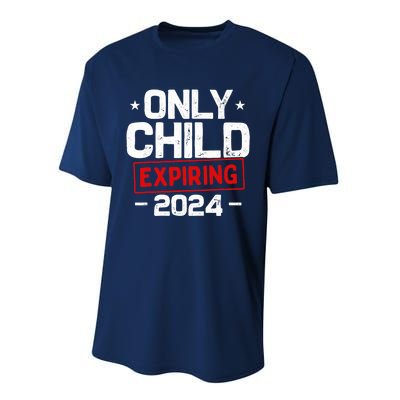 Only Child Expiring 2024 For New Big Brother Or Sister Performance Sprint T-Shirt