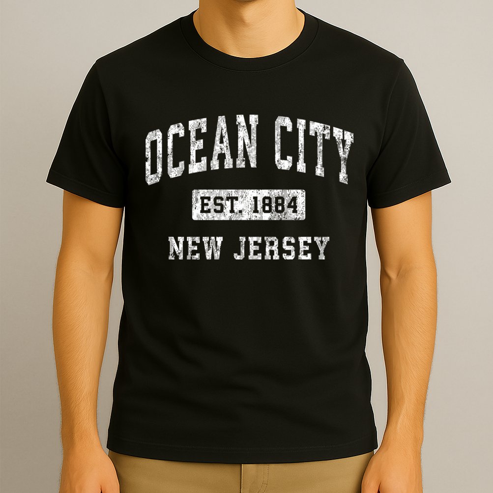 Ocean City Est 1884 New Jersey Nj Vintage Established Sports Design T-Shirt