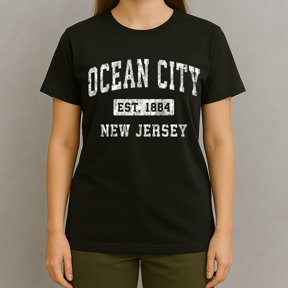 Ocean City Est 1884 New Jersey Nj Vintage Established Sports Design T-Shirt