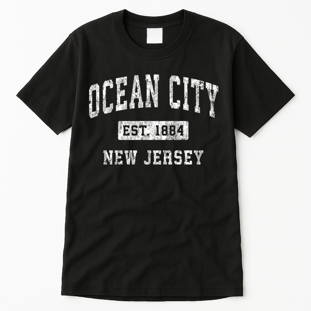 Ocean City Est 1884 New Jersey Nj Vintage Established Sports Design Tall T-Shirt