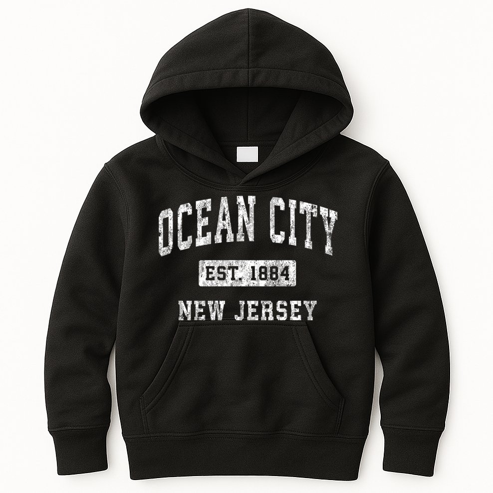 Ocean City Est 1884 New Jersey Nj Vintage Established Sports Design Kids Hoodie