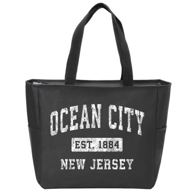 Ocean City Est 1884 New Jersey Nj Vintage Established Sports Design Zip Tote Bag
