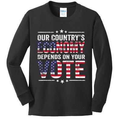 Our Country’S Economy Depends On Your Vote Kids Long Sleeve Shirt