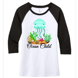 Ocean Child Women's Tri-Blend 3/4-Sleeve Raglan Shirt