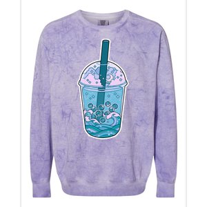 Ocean Waves Boba Tea Colorblast Crewneck Sweatshirt